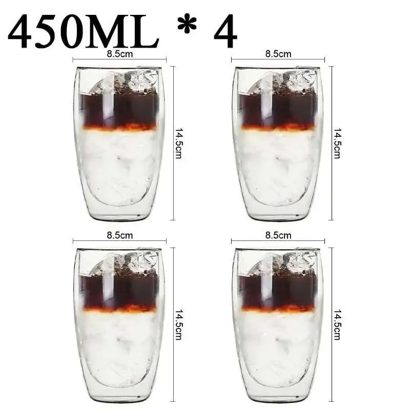 Lot tasses double paroi verre borosilicate isolantes