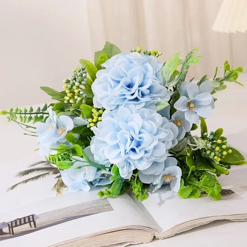 bouquet de chrysanthèmes en soie pour décoration de jardin - vue 2 sur 13