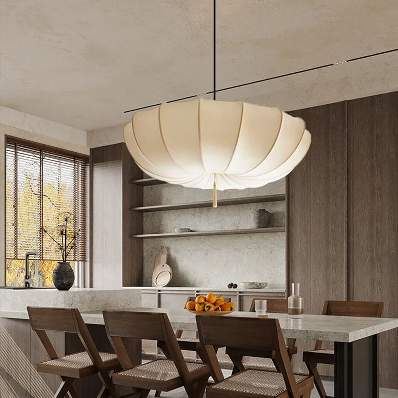 lustre en tissu nordique style japonais éclairage artistique moderne - vue 6 sur 9