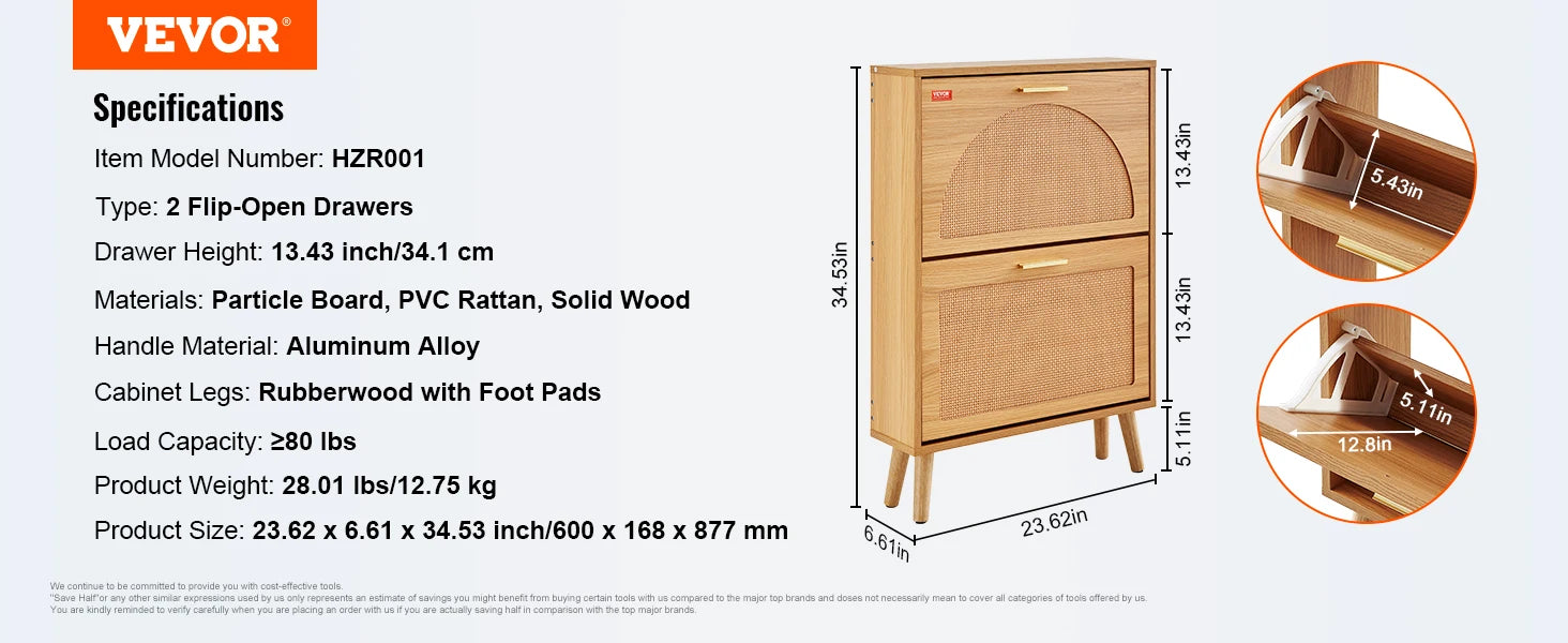 organisateur de rangement pour chaussures avec tiroirs en rotin et métal - vue 8 sur 10