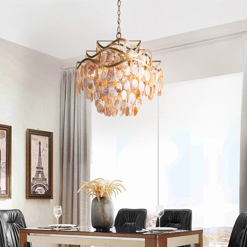 lustre led en coquille conque style américain - vue 5 sur 9