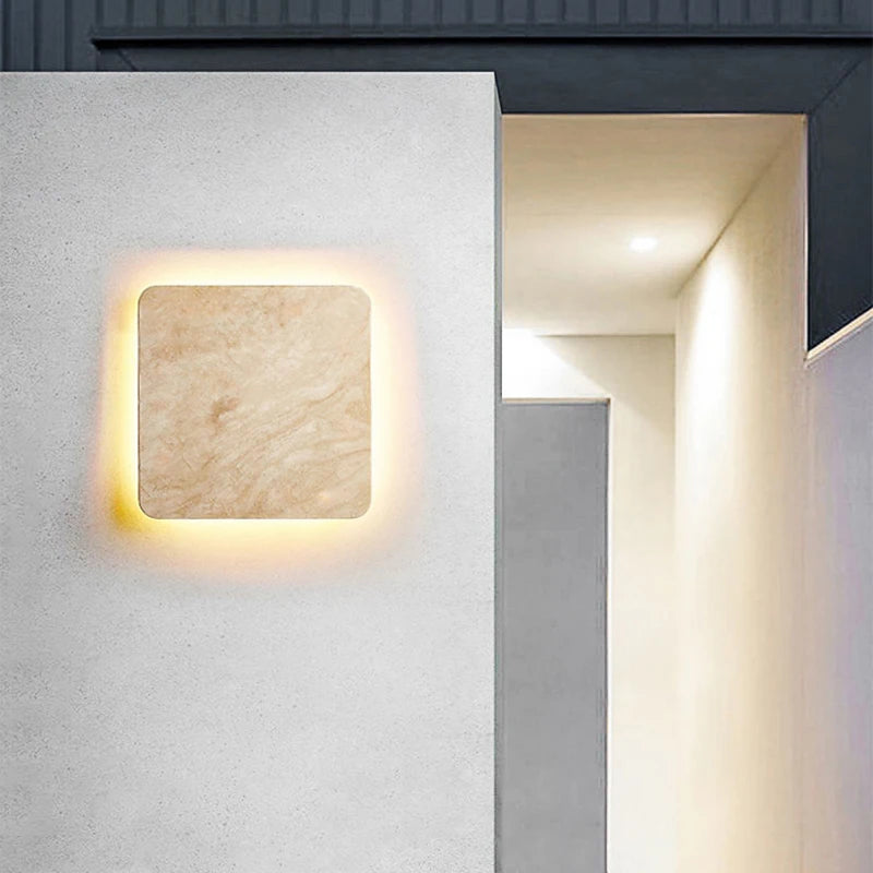 Applique murale pierre naturel Yellowstone Ip65 LED étanche carrée Villa cour entrée couloir Restaurant lumières décoratives - vue 3 sur 7
