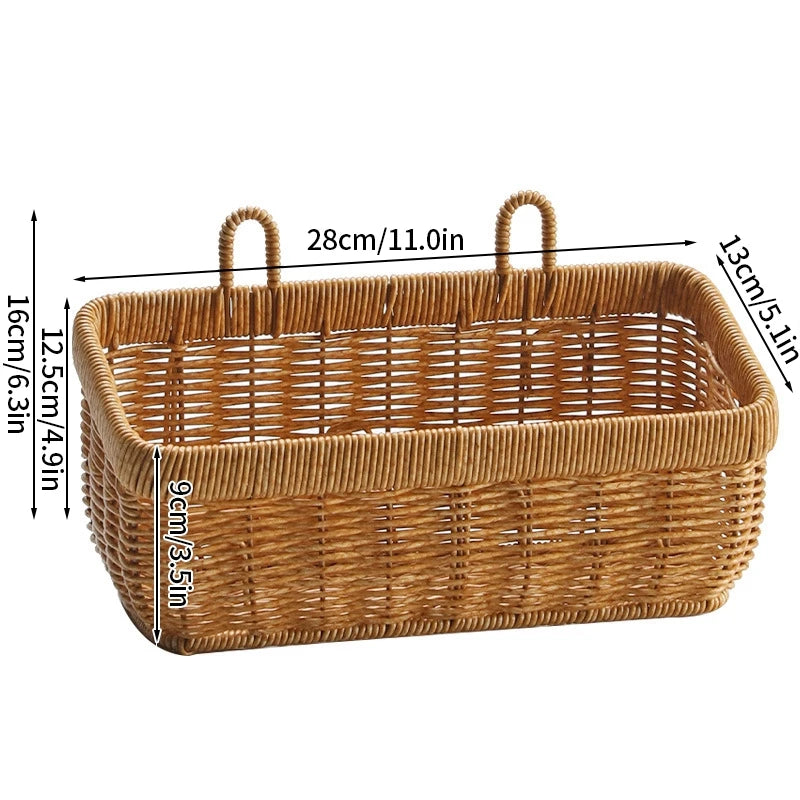 panier en osier mural organisateur de rangement tissé pour légumes - vue 12 sur 16