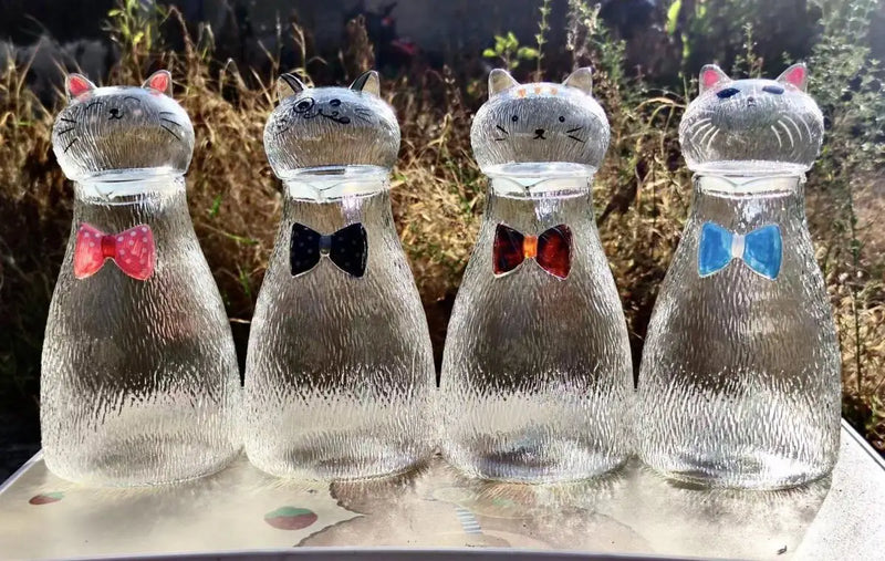 carafe en verre résistant motif chat style ludique