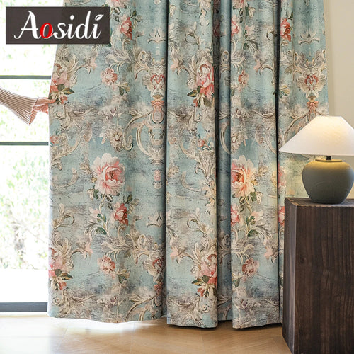 Rideau occultant moderne motif floral pour chambre salon