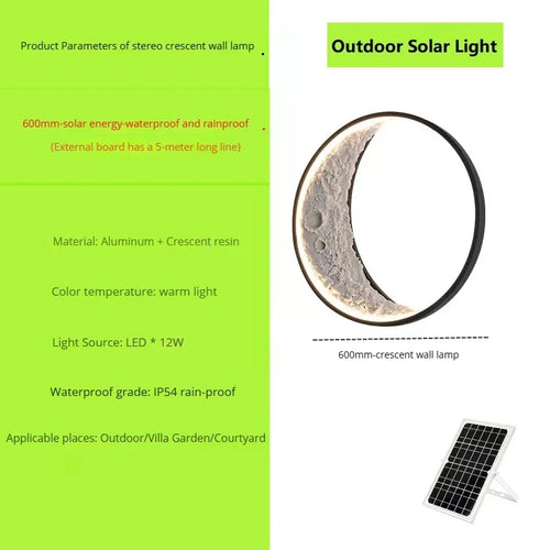nouvelle applique murale lune led étanche moderne extérieur jardin résine - vue 12 sur 15