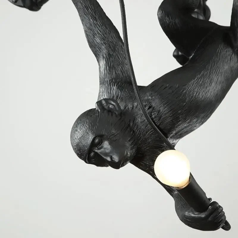 SANDYHA Art nordique singe lustres noir blanc Animal Design lampe à LED pour salon salle à manger centre commercial éclairage suspendu - vue 6 sur 7