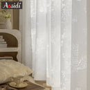 Voilage tulle floral moderne pour salon chambre fenêtre