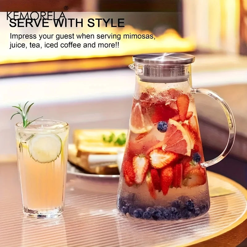 Carafe en verre resistant chaleur poignée grande capacite