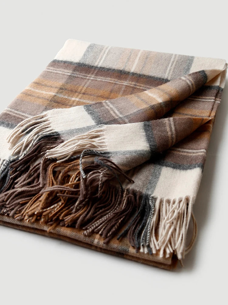 plaid laine cachemire motif ecossais style campagnard hiver