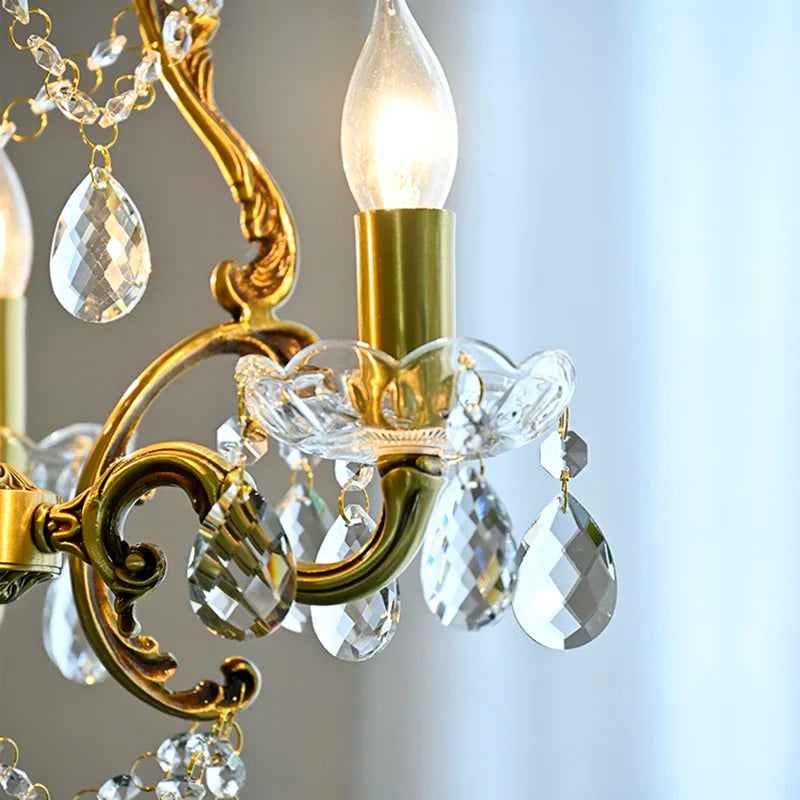 lustre rétro élégant avec perles de cristal loft décor - vue 6 sur 6