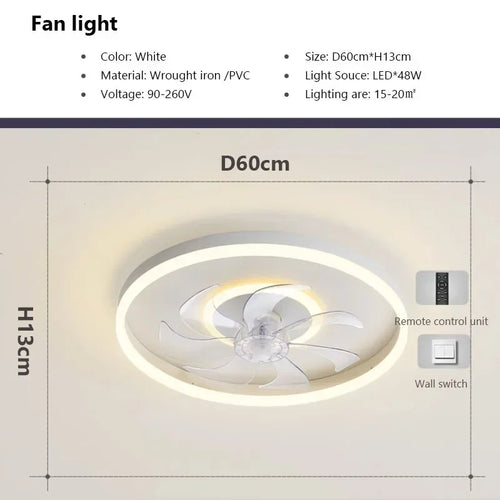 plafonnier moderne à leds avec ventilateur et télécommande - vue 12 sur 14