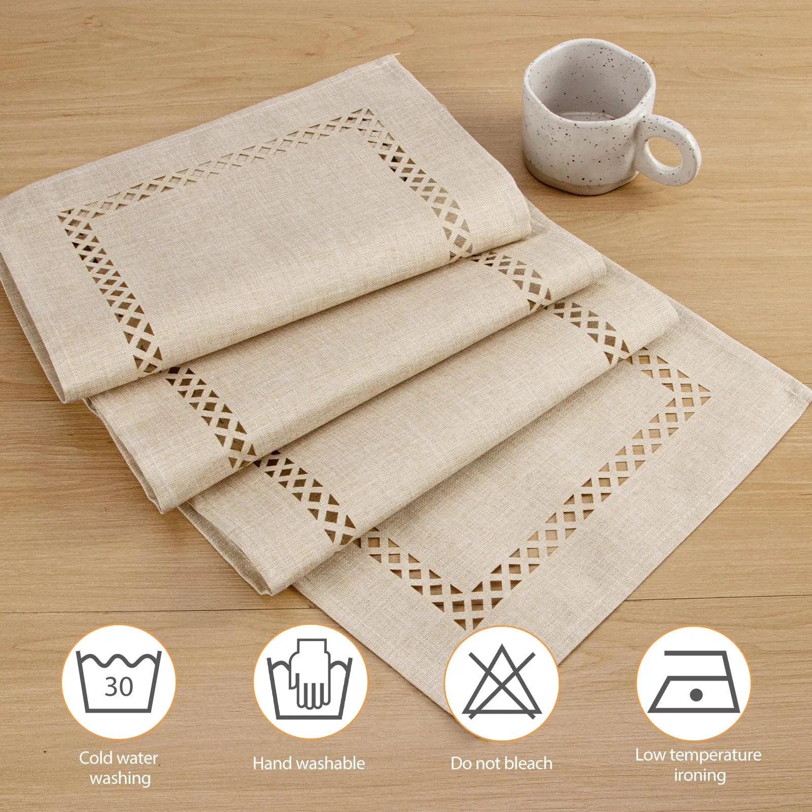 Chemin de table lin ajoure style moderne - vue 6 sur 13