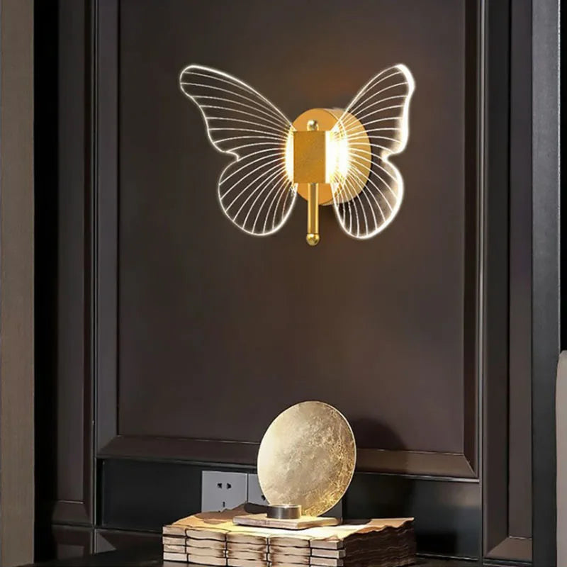 applique murale LED papillon intérieur nordique style cuivre - vue 7 sur 8