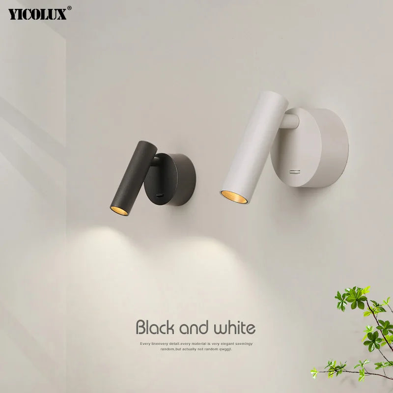 Rotatif 	 moderne applique murale LED lampes noir blanc salon TV fond applique allée lumières projecteur éclairage intérieur décor à la maison - vue 6 sur 16