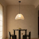 lustre en tissu chinois avec chapeau de paille et lumière led