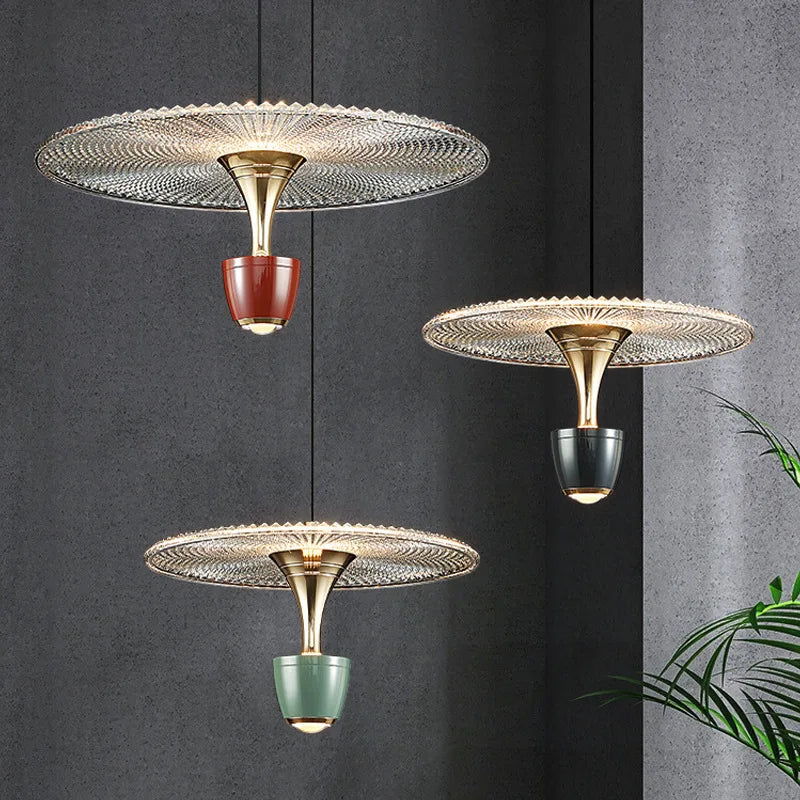 suspension led 	 acrylique rond cordon réglable - vue 3 sur 9