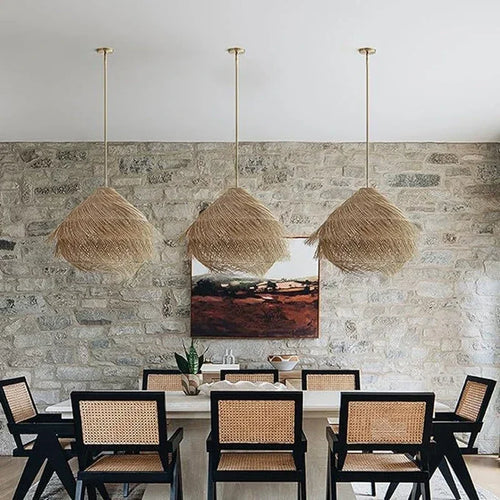 suspension vintage en rotin pour ambiance chaleureuse artisanale - vue 4 sur 16