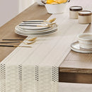 Chemin de table macramé bohème ivoire tissé rayé