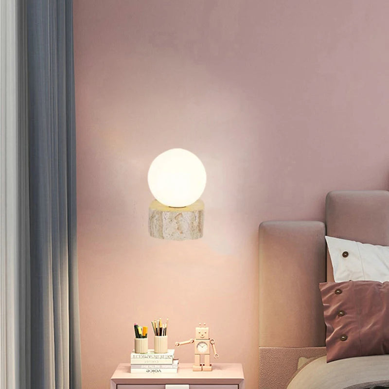 applique murale led moderne en verre avec pierre naturelle - vue 4 sur 7