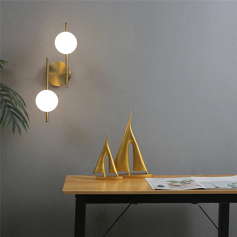 appliques murales modernes led avec boule ronde en verre laiteux