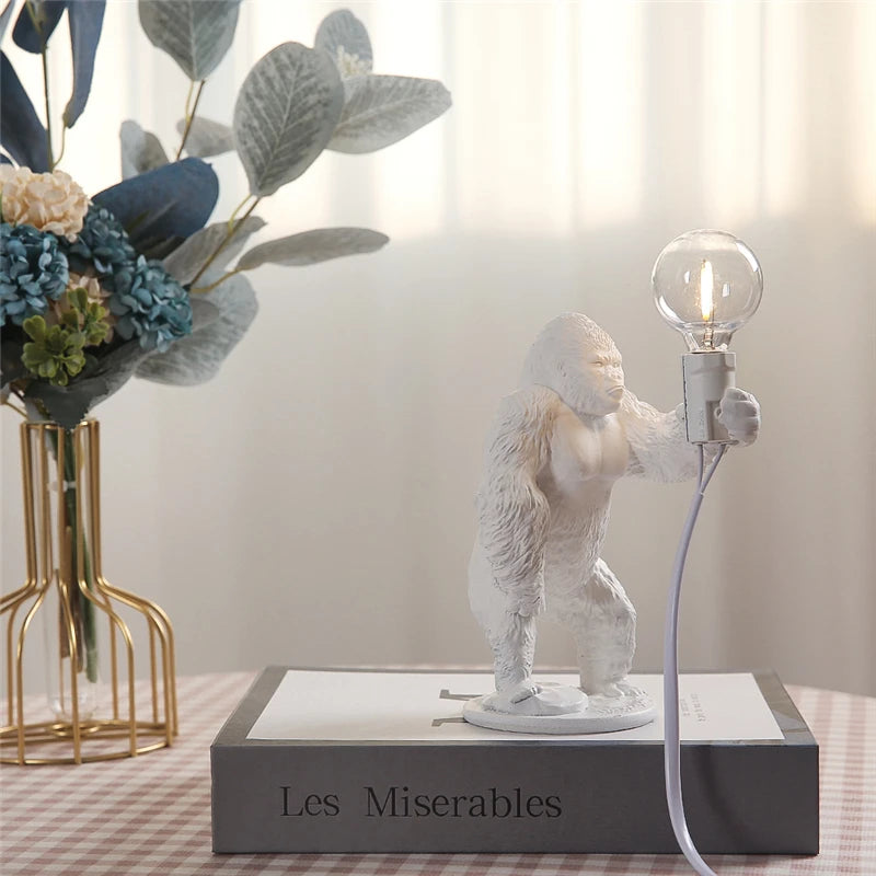 lampe à poser nordique king kong en résine personnalisable animaux - vue 5 sur 15