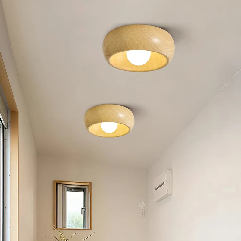 plafonnier minimaliste rétro en bois pour déco créative - vue 3 sur 8