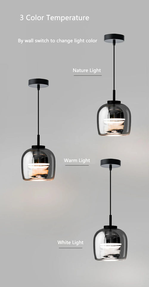 xiuan lampe de chevet à suspension en verre simple pour luminaires - vue 5 sur 8
