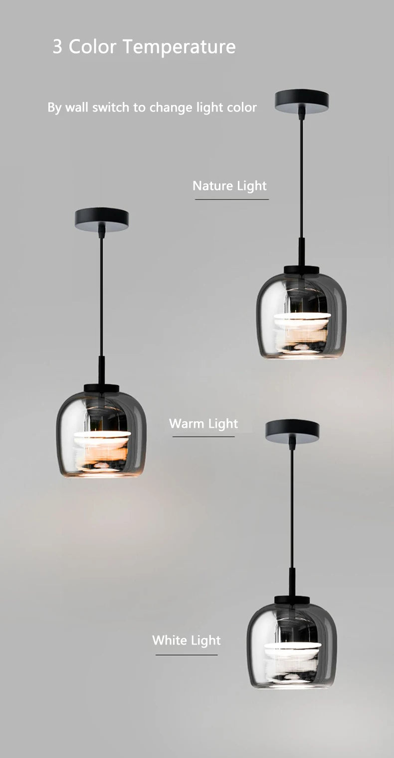 xiuan lampe de chevet à suspension en verre simple pour luminaires - vue 5 sur 8
