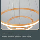 lustre en bois moderne avec anneaux lumineux et verre