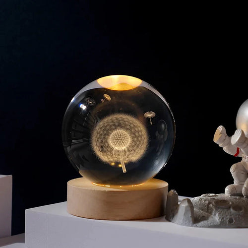 boule de cristal 3d lune galaxie décoration lumineuse pour la maison - vue 16 sur 17