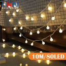 guirlande lumineuse led en forme de boule pour extérieur et décoration festive