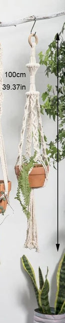 support de plante en macramé suspendu fait main en coton naturel