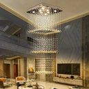 Duplex building, living room, large chandelier, square hotel villa, modern crystal hollow staircase, long chandelier