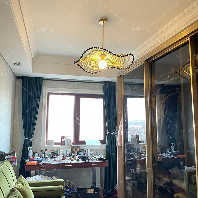 lustre art déco en corde de chanvre pour boutiques et restaurants - vue 4 sur 7