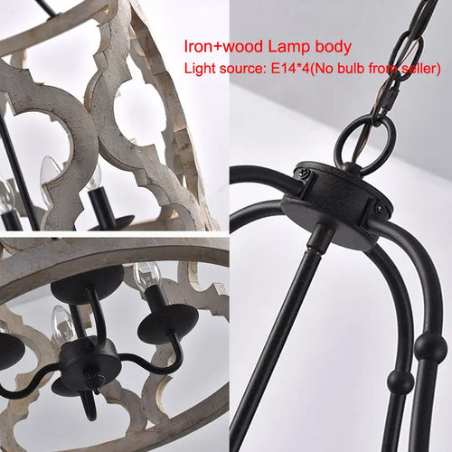 lustre en bois créatif américain rural pour boutiques et restaurants