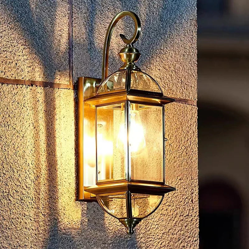 applique murale extérieure en cuivre rétro pour jardin et balcon - vue 6 sur 7