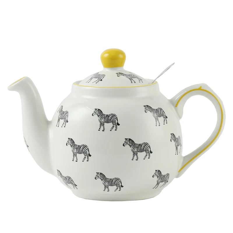 Théière céramique motif zèbre infuseur inox intégré