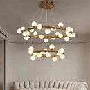 lustre nordique en bois avec anneau de personnalité et verre laiteux