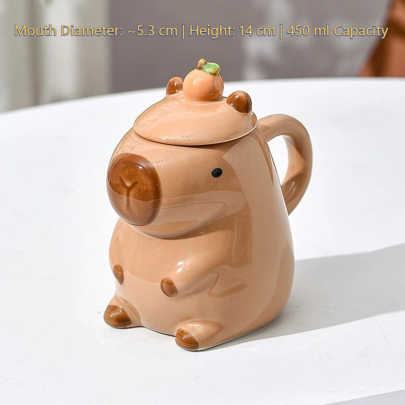 Mug capybara mignon en céramique avec couvercle cadeau - vue 6 sur 7