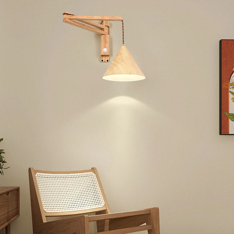 applique murale pliable vintage japonaise avec interrupteur led