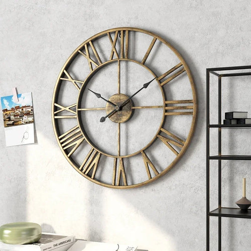 horloge murale décorative 3d moderne style rétro romain silencieuse en métal - vue 5 sur 9