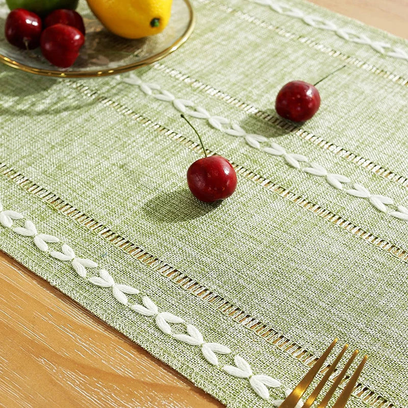 Chemin de table bohème rustique tressé franges rayures - vue 4 sur 7