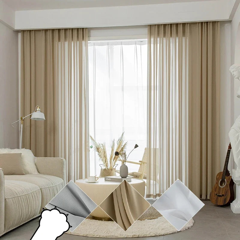 Voilage moderne motif vagues pour salon chambre fenêtre - vue 3 sur 10