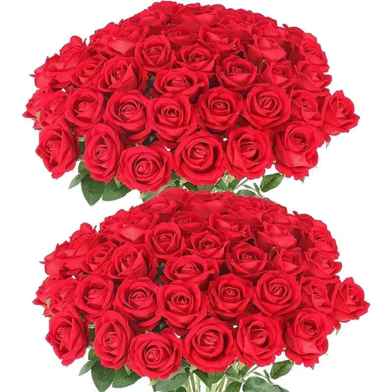 lot de 50 roses artificielles en soie pour décoration et événements festifs - vue 17 sur 24