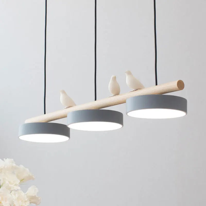 lustre nordique led minimaliste décoration d'oiseau macaron en fer