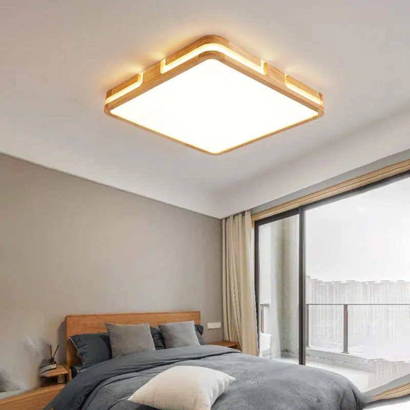 plafonnier led en bois design moderne intelligent et élégant - vue 3 sur 12