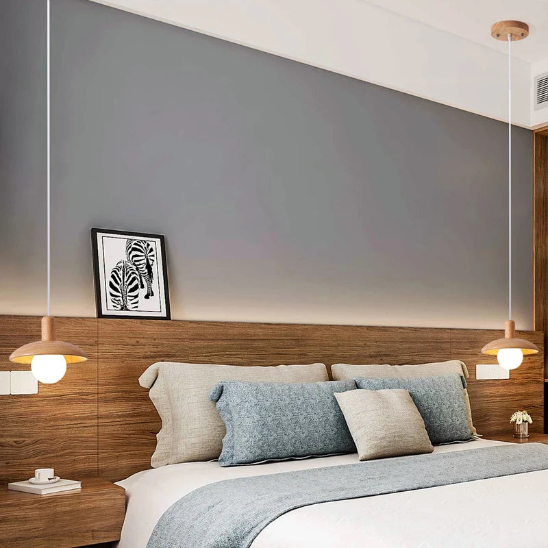 lustre led rondins frais style nordique créatif bois art - vue 7 sur 10