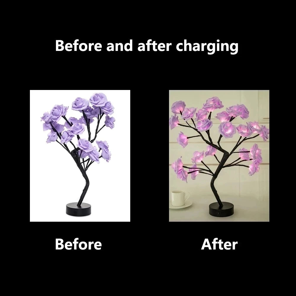 LED Rose Fleur Lampe de Table USB Arbre De Noël Fée Lumières Veilleuses Maison Fête De Mariage Chambre Décoration Cadeau de Fête des Mères - vue 5 sur 8