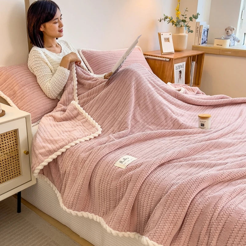 Plaid polaire doux tricoté pour canapé et chambre - vue 6 sur 7